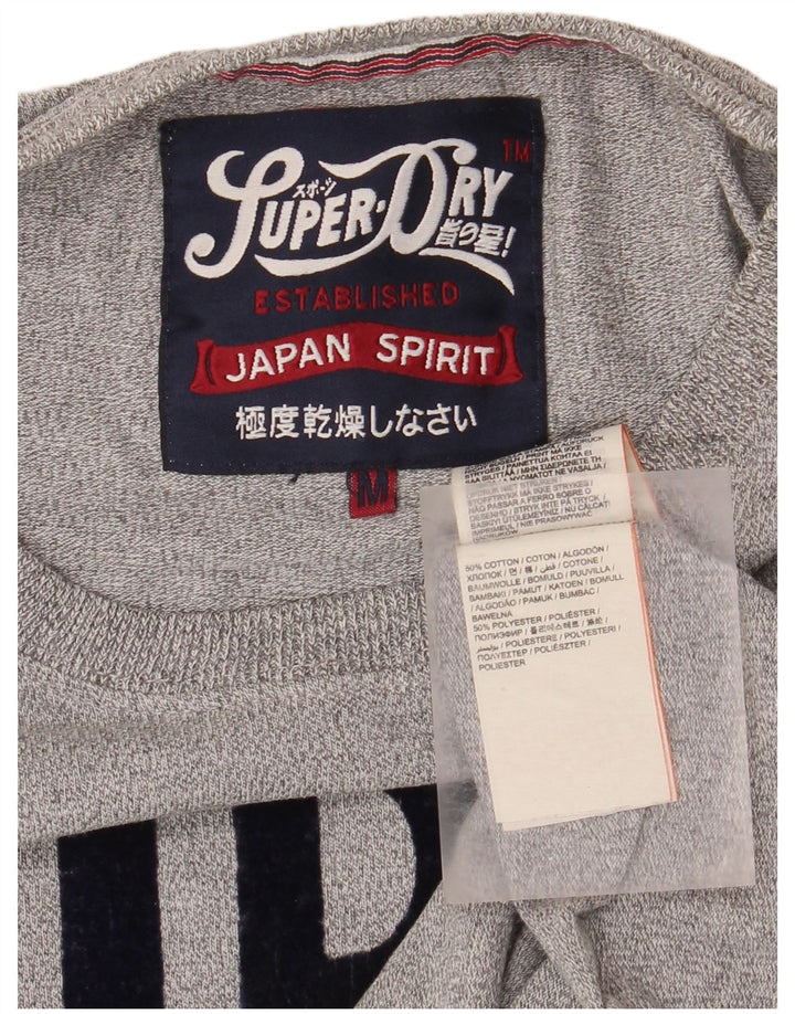 SUPERDRY Mens Graphic T-Shirt Top Medium Grey Cotton