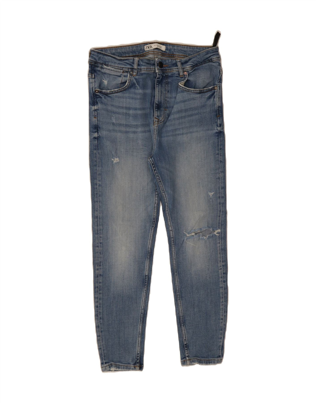 ZARA Womens Distressed Slim Jeans EU 42 Large W32 L25 Blue Cotton Vintage Zara and Second-Hand Zara from Messina Hembry 