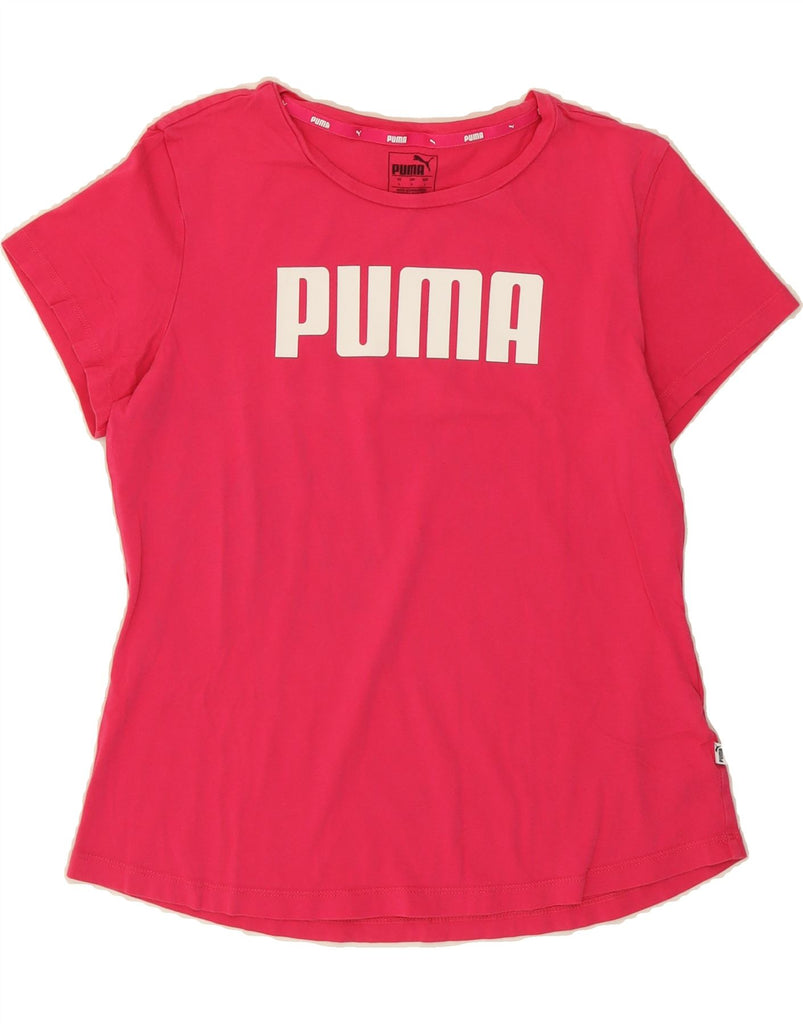 PUMA Womens Graphic T-Shirt Top UK 16 Large Pink Cotton Vintage Puma and Second-Hand Puma from Messina Hembry 