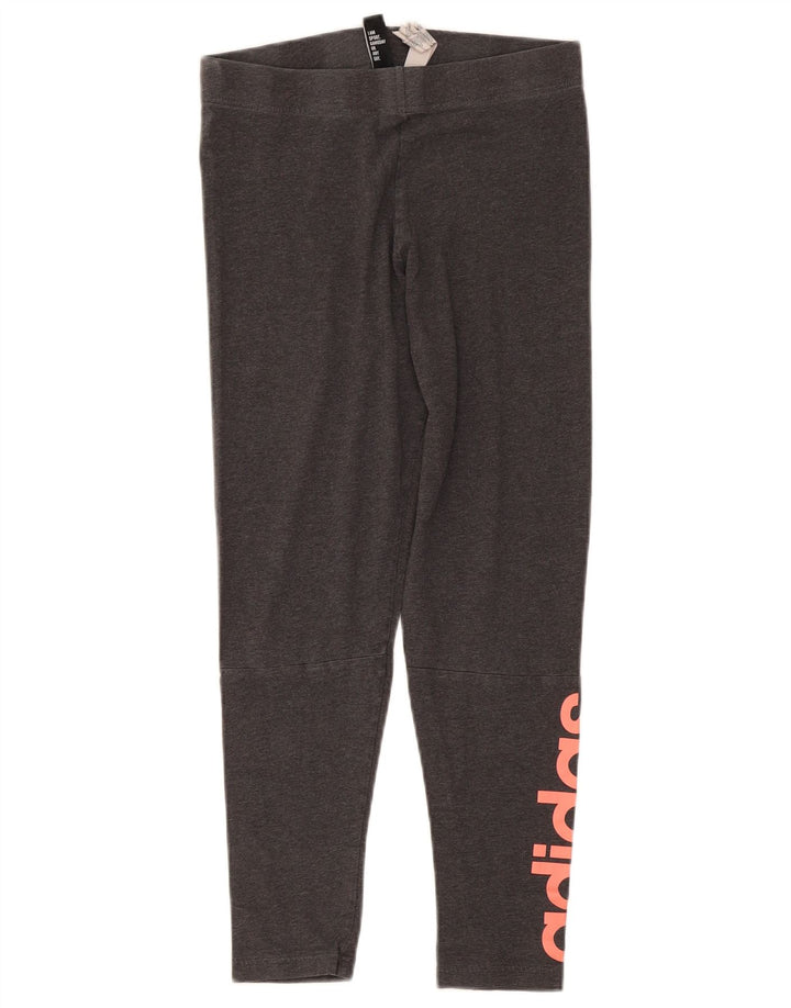 Adidas Womens Graphic Crop Leggings UK 12/14 Medium  Grey Cotton