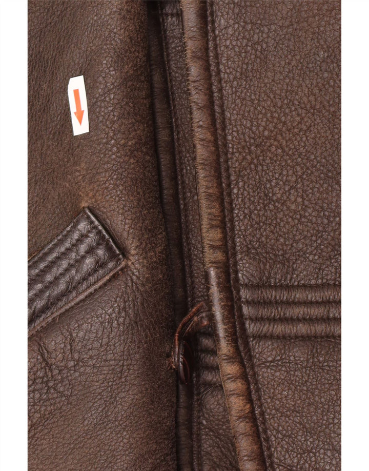 Vintage Mens Shearling Jacket UK 38 Medium Brown