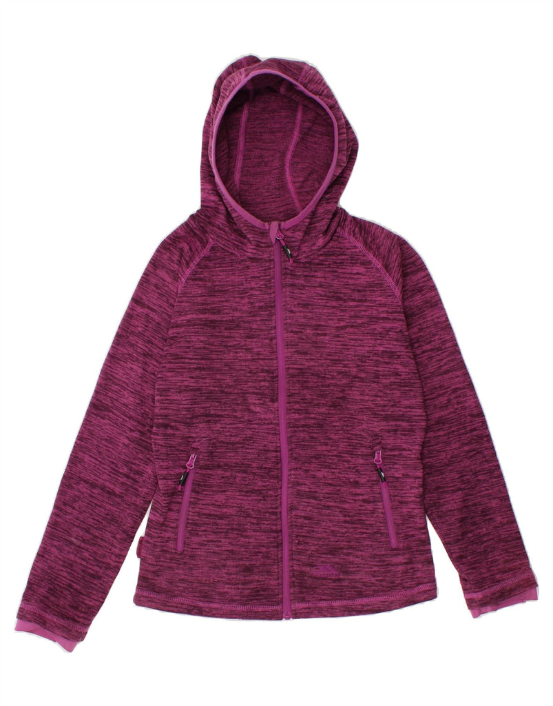 TRESPASS Womens Hooded Fleece Jacket UK 6 XS Pink Flecked Polyester | Vintage Trespass | Thrift | Second-Hand Trespass | Used Clothing | Messina Hembry 