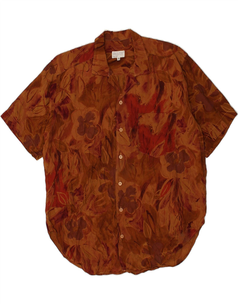 BAGUTTA Mens Short Sleeve Shirt Size 15 38 Medium Brown Floral | Vintage Bagutta | Thrift | Second-Hand Bagutta | Used Clothing | Messina Hembry 