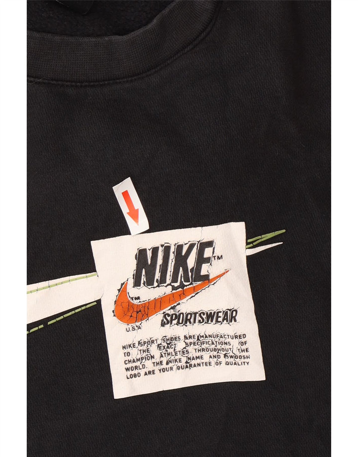 Nike Mens Graphic Sweatshirt Jumper Medium Black Cotton