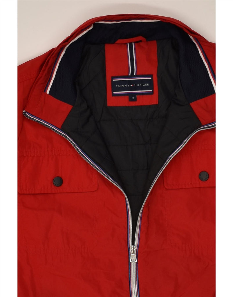 TOMMY HILFIGER Mens Bomber Jacket UK 38 Medium Red Polyester | Vintage Tommy Hilfiger | Thrift | Second-Hand Tommy Hilfiger | Used Clothing | Messina Hembry 