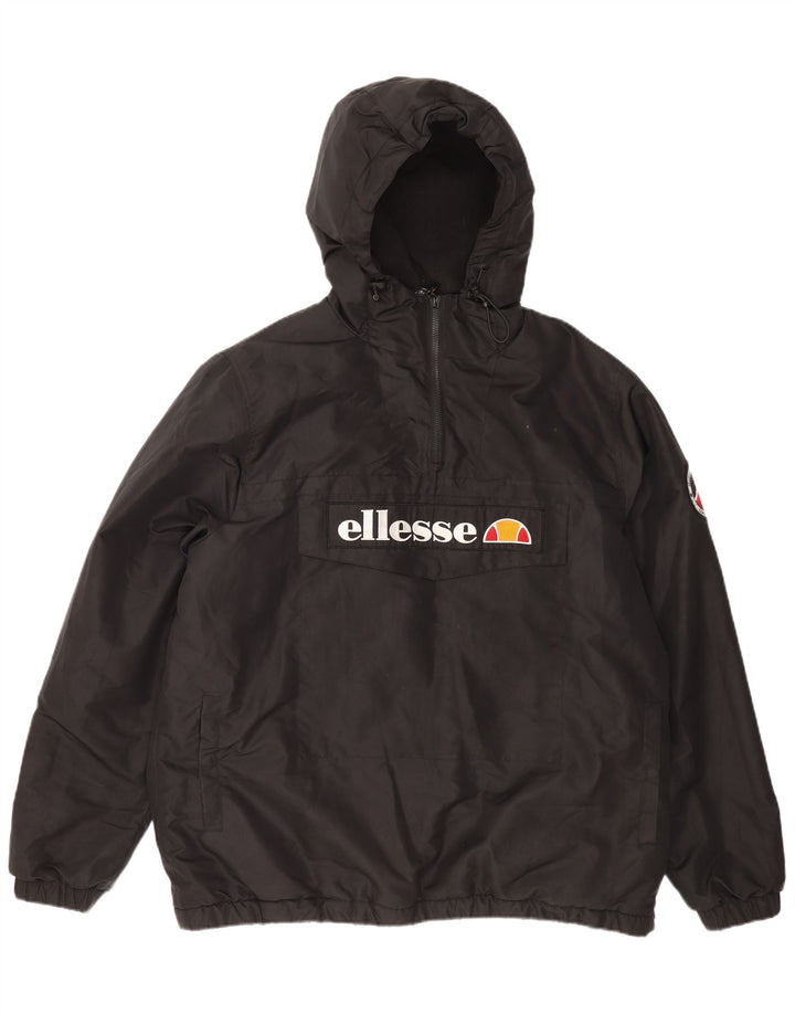Ellesse Mens Graphic Hooded Anorak Jacket UK 44 2XL Black Polyester