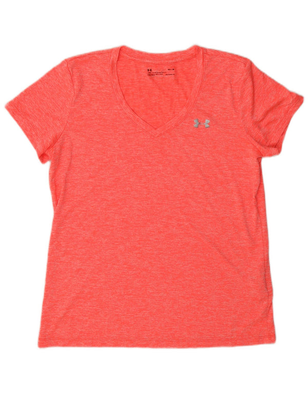 Under Armour Womens Heat Gear T-Shirt Top UK 14 Medium Pink Flecked