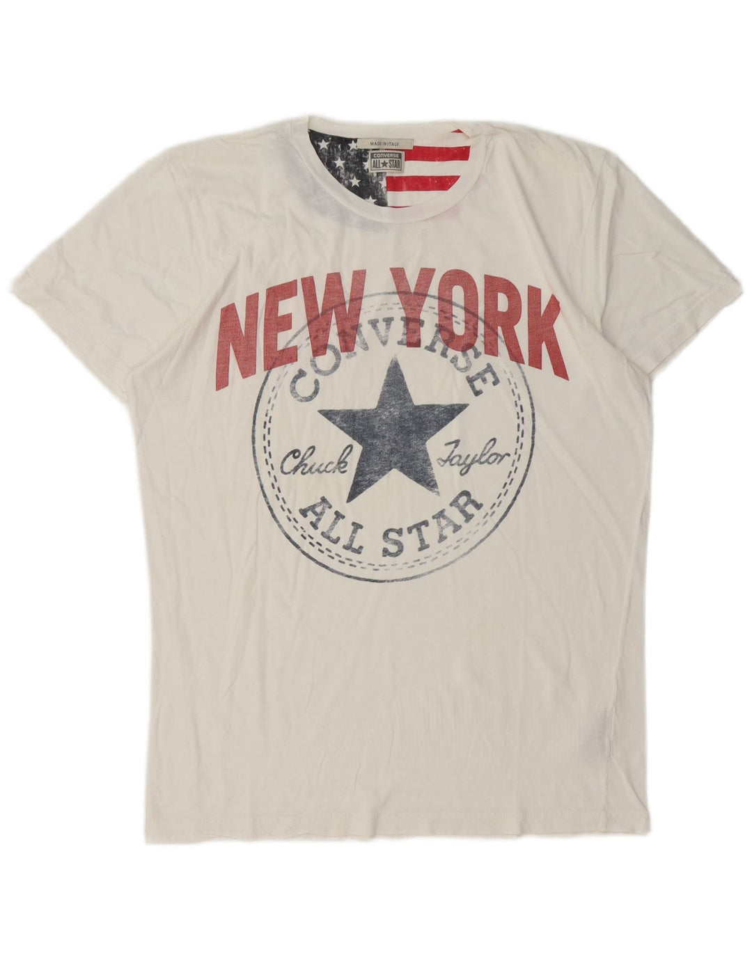 Converse Mens Chuck Taylor Graphic T-Shirt Top Large White Cotton
