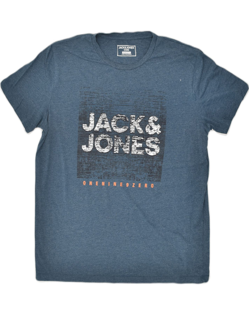 JACK & JONES Mens Regular Fit Graphic T-Shirt Top Medium Blue Cotton | Vintage Jack & Jones | Thrift | Second-Hand Jack & Jones | Used Clothing | Messina Hembry 