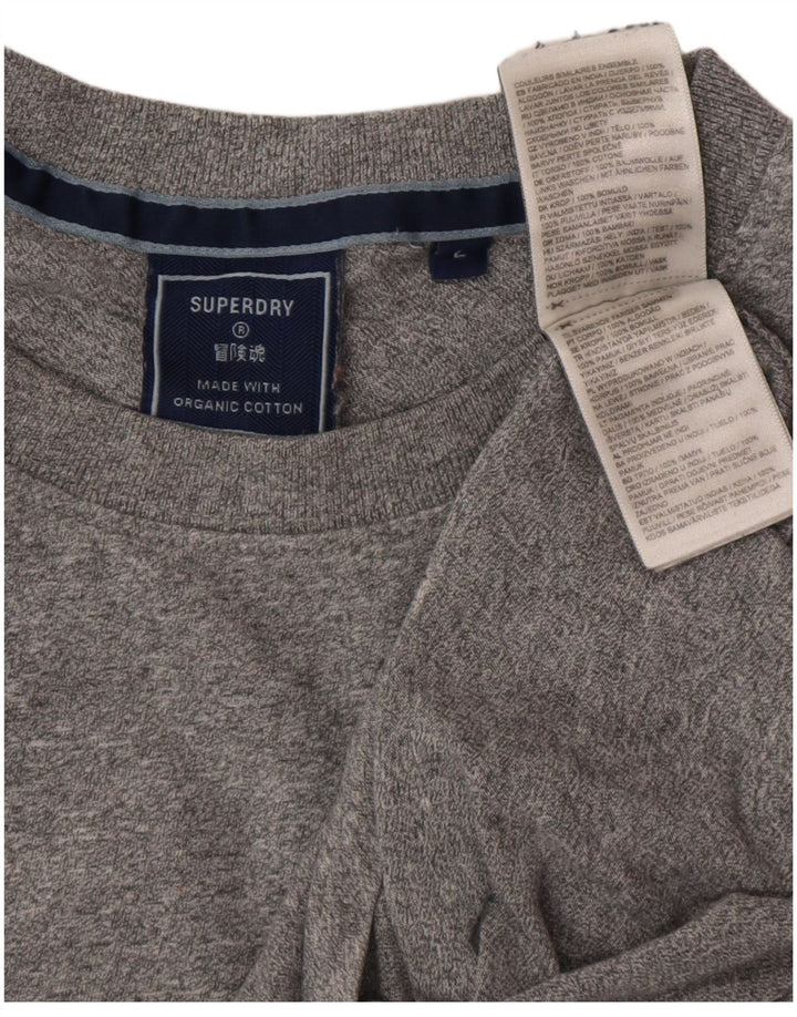 Superdry Mens T-Shirt Top Large Grey Flecked Cotton