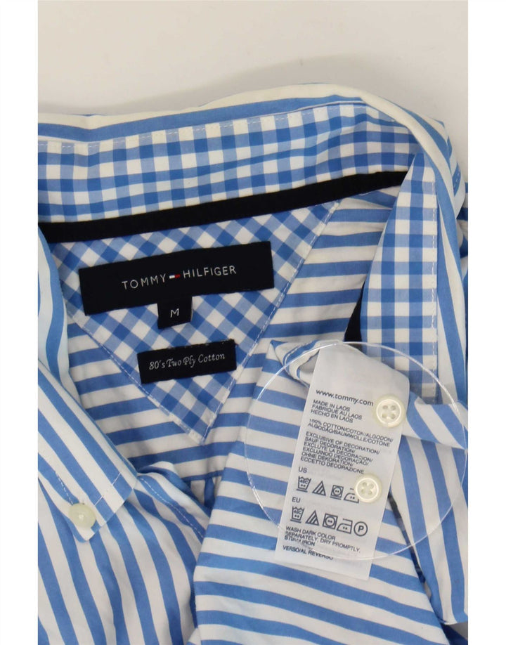 Tommy Hilfiger Mens Shirt Medium Blue Pinstripe Cotton