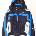 Brugi Mens Hooded Ski Jacket Large Blue Colourblock Polyamide