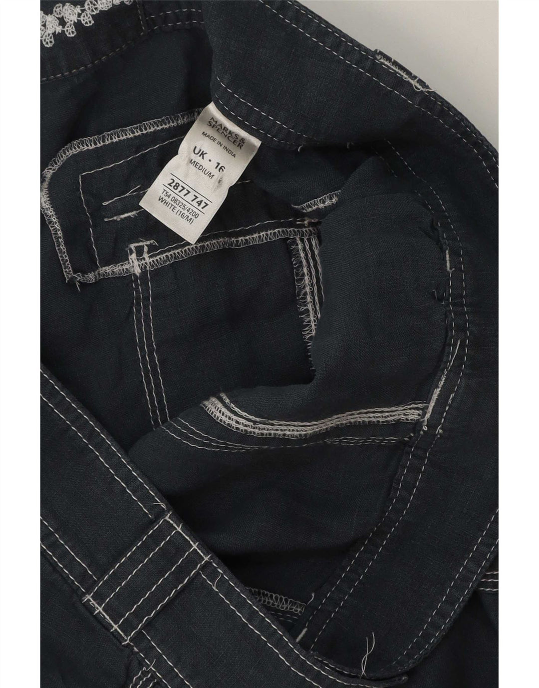 Marks & Spencer Womens Cargo Trousers UK 16 Large W36 L28 Navy Blue