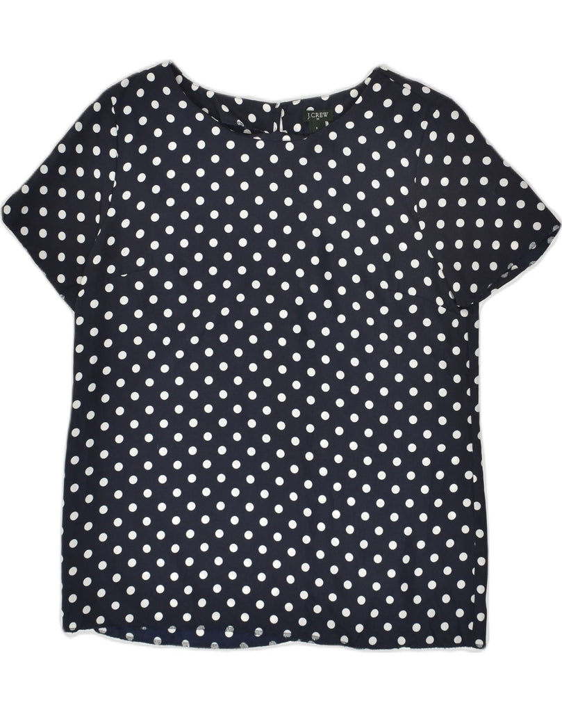 J. CREW Womens Blouse Top UK 10 Small Navy Blue Polka Dot Polyester | Vintage J. Crew | Thrift | Second-Hand J. Crew | Used Clothing | Messina Hembry 