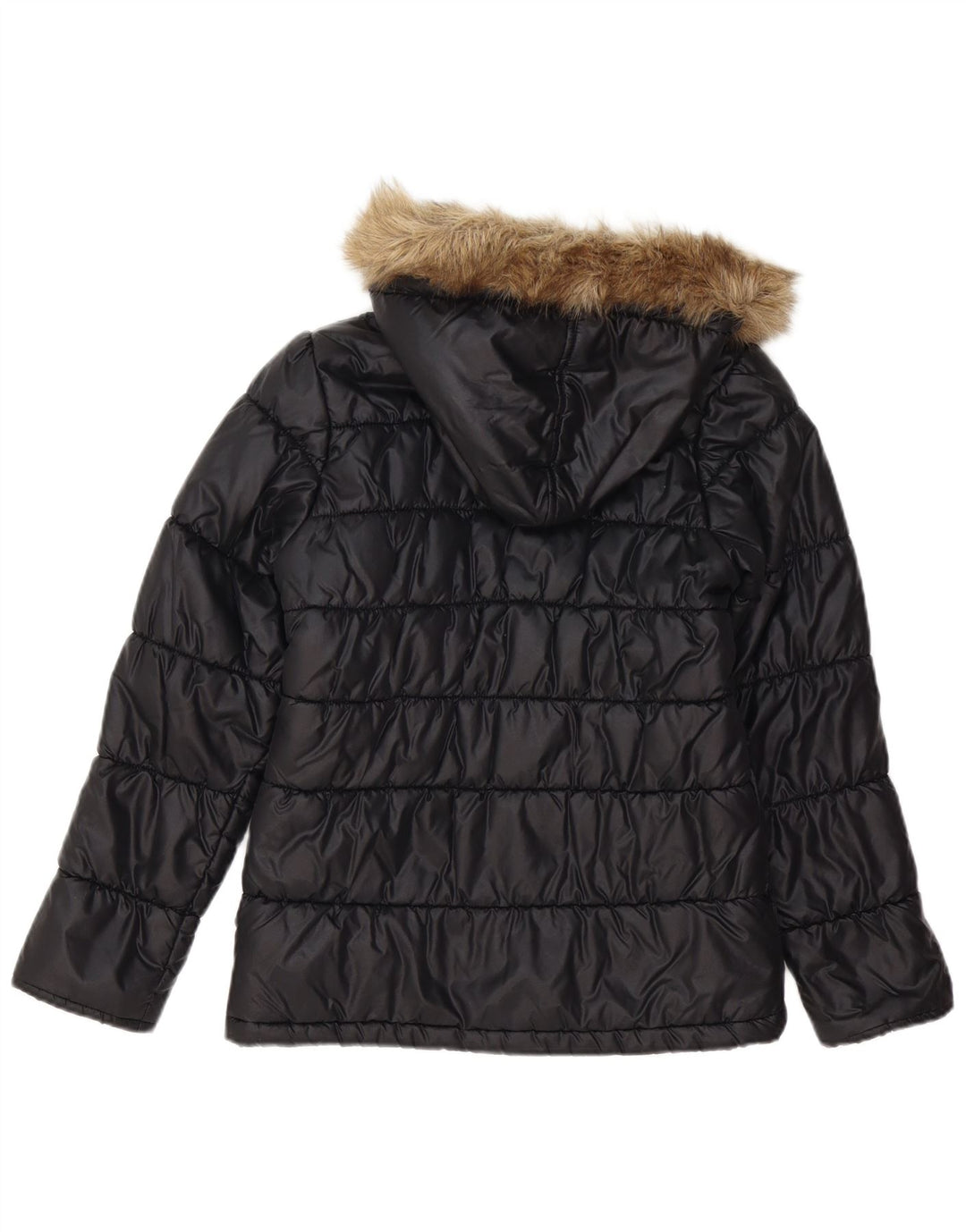 Puma Girls Hooded Padded Jacket 11-12 Years Black Polyester