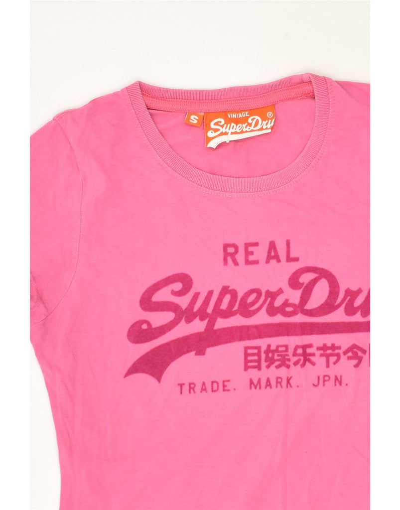 SUPERDRY Womens Graphic T-Shirt Top UK 10 Small Pink | Vintage Superdry | Thrift | Second-Hand Superdry | Used Clothing | Messina Hembry 