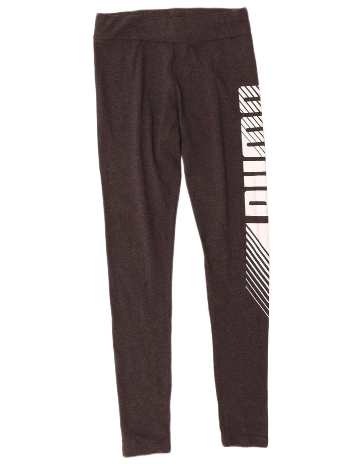 Puma Womens Graphic Leggings UK 10 Small Grey Cotton