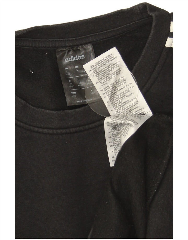Adidas Womens Sweatshirt Jumper UK 12/14 Medium Black Cotton