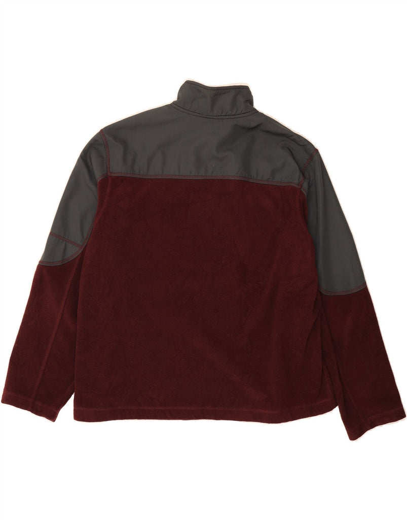 STARTER Mens Zip Neck Fleece Jumper XL Burgundy Colourblock Polyester Vintage Starter and Second-Hand Starter from Messina Hembry 