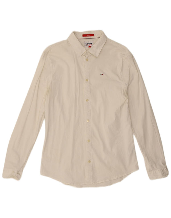 Tommy Hilfiger Boys Slim Fit Shirt 15-16 Years Large White Cotton