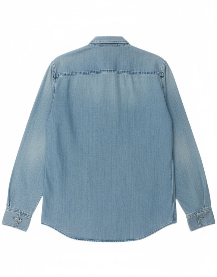 CALVIN KLEIN JEANS Mens Slim Fit Denim Shirt Medium Blue Cotton