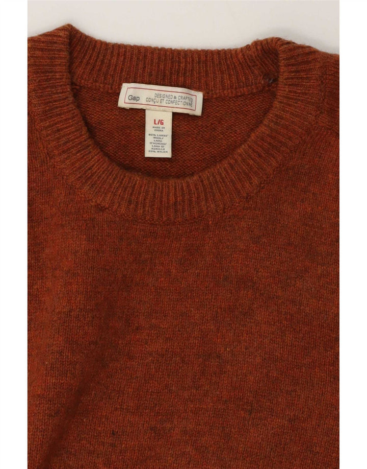 Gap Mens Crew Neck Jumper Sweater Large Brown Lambswool