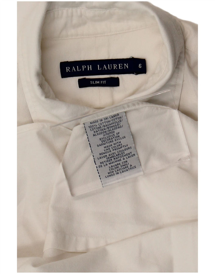Ralph Lauren Womens Slim Fit Shirt US 6 Medium White Cotton