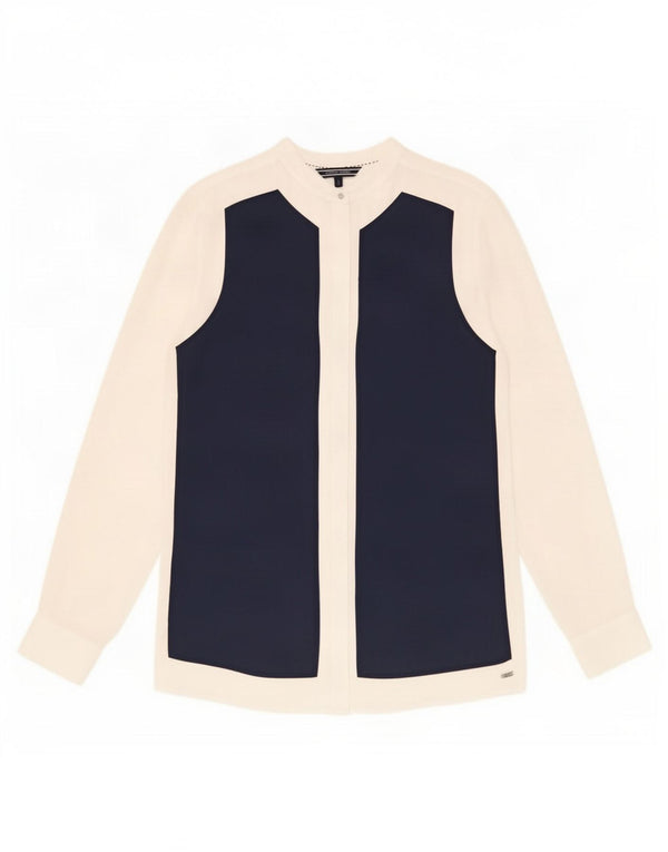 Tommy Hilfiger Womens Shirt Blouse US 6 Medium White Colourblock