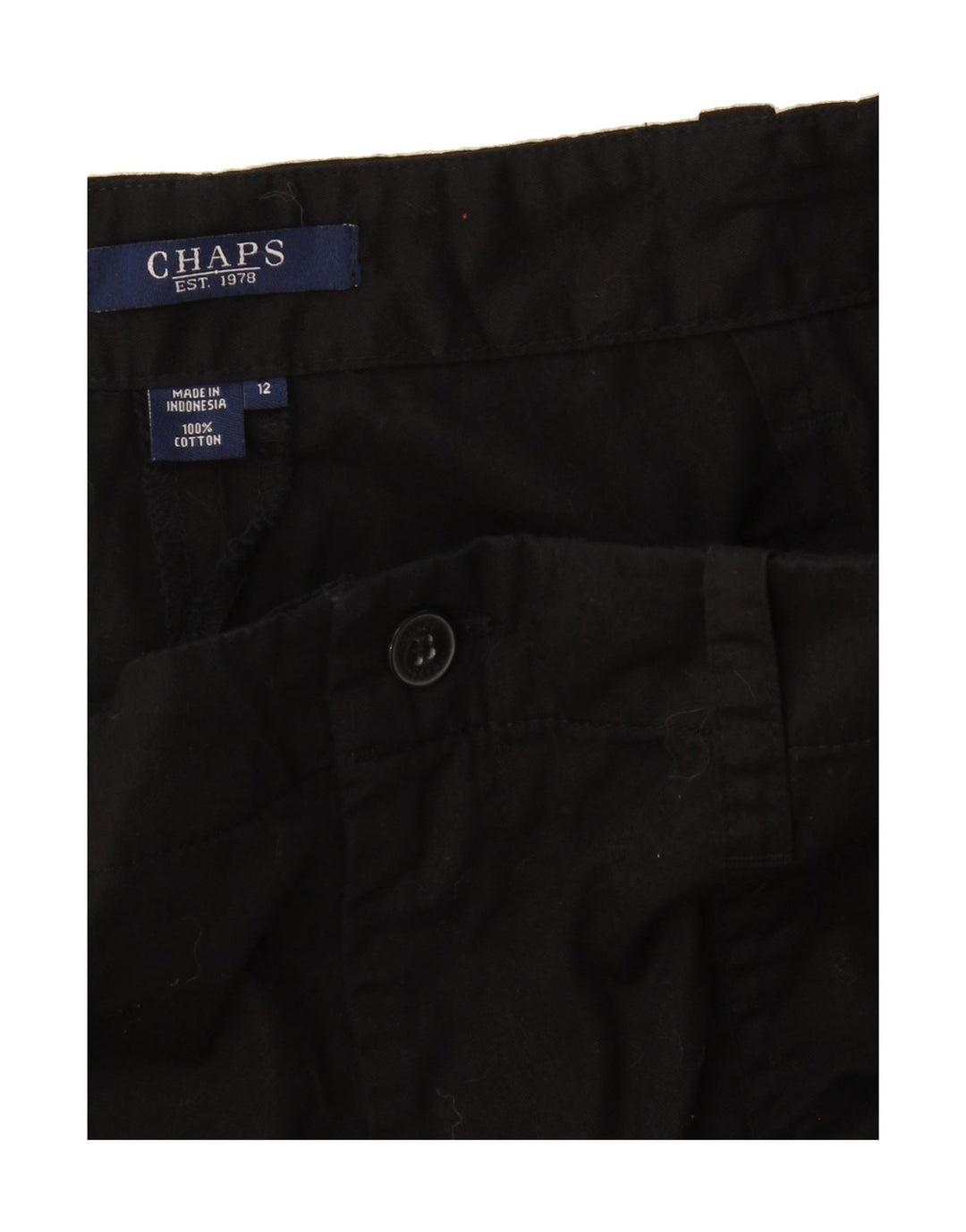 CHAPS Womens Straight Cargo Trousers US 12 Large W34 L32 Black Cotton Vintage Chaps and Second-Hand Chaps from Messina Hembry 