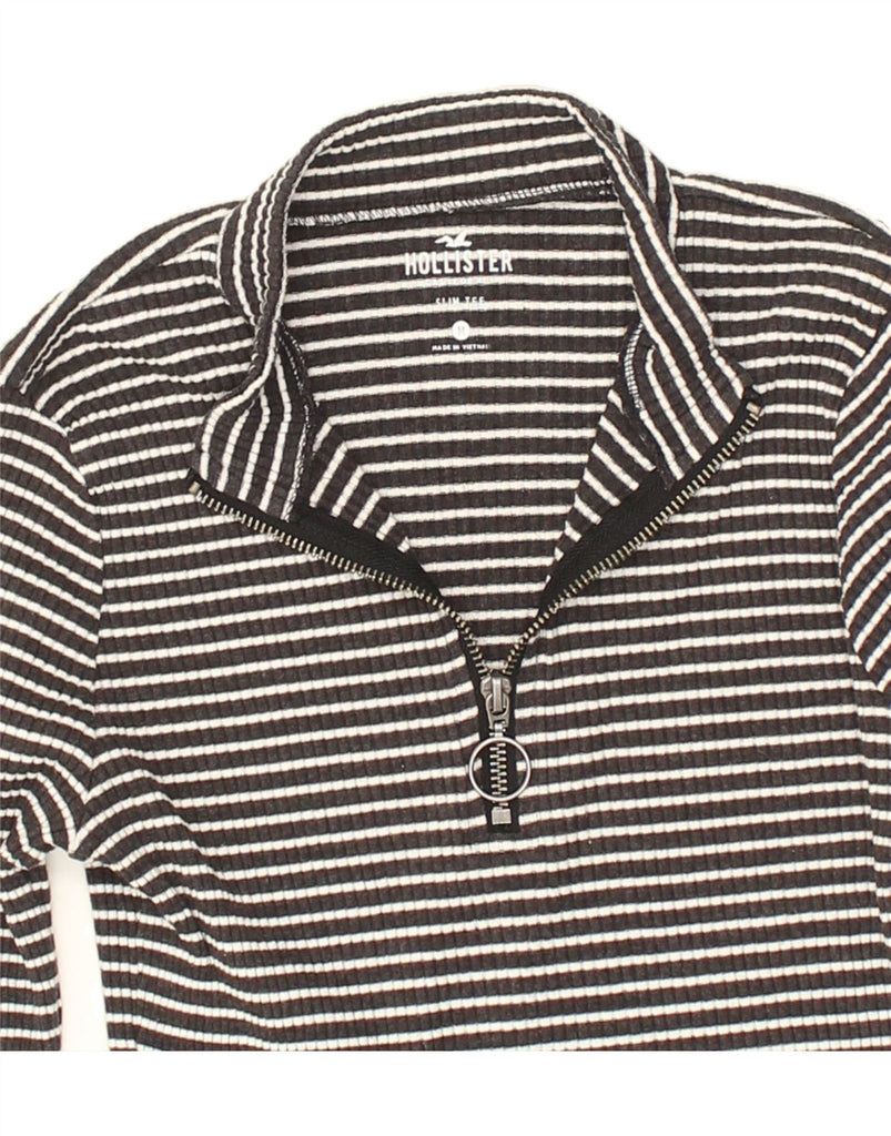 HOLLISTER Womens Slim Fit Crop Top Long Sleeve UK 12 Medium Black Striped | Vintage Hollister | Thrift | Second-Hand Hollister | Used Clothing | Messina Hembry 