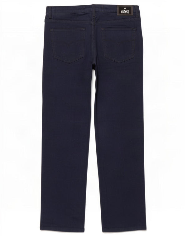 Versace Mens Straight Casual Trousers W34 L32 Navy Blue Polyester