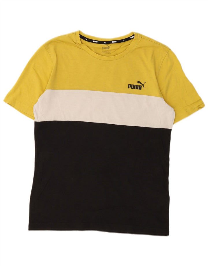Puma Mens T-Shirt Top Small Multicoloured Colourblock Cotton
