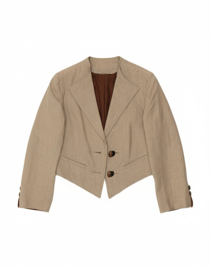 VINTAGE Womens Bolero Jacket UK 14 Large Beige