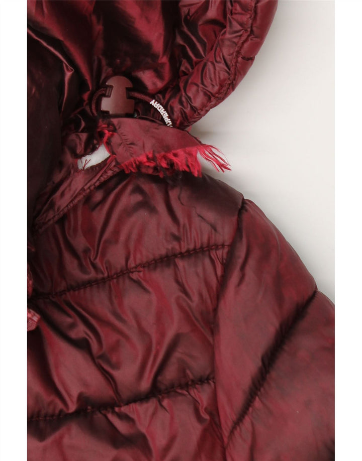 Superdry Womens Hooded Padded Jacket UK 14 Medium Burgundy Nylon