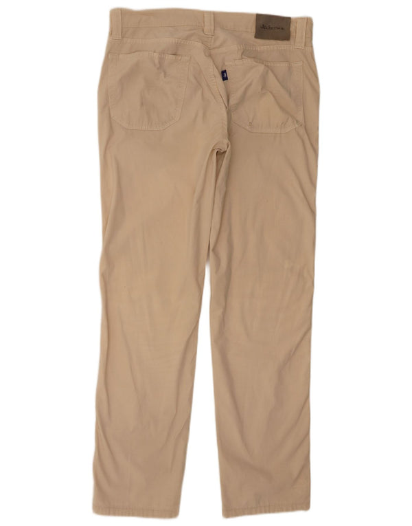Jeckerson Mens Straight Casual Trousers W33 L30 Beige Cotton