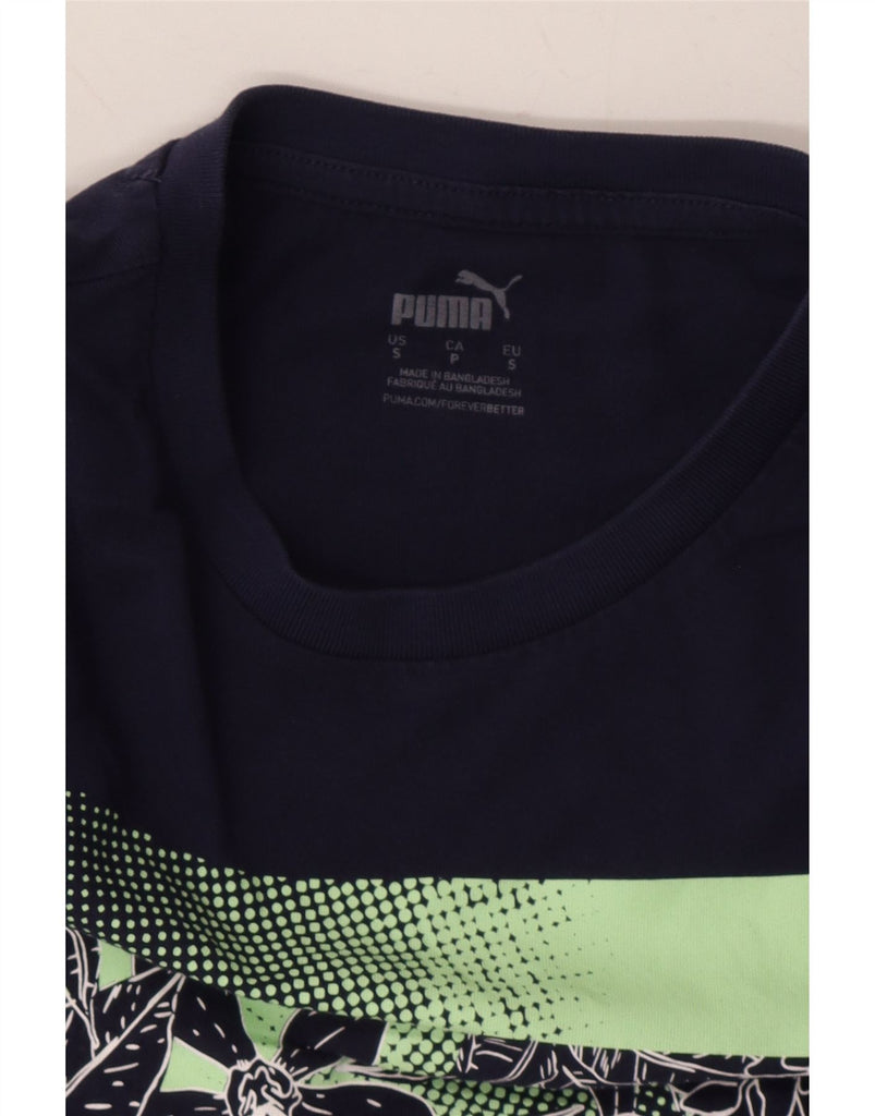PUMA Mens Graphic T-Shirt Top Small Navy Blue Vintage Puma and Second-Hand Puma from Messina Hembry 