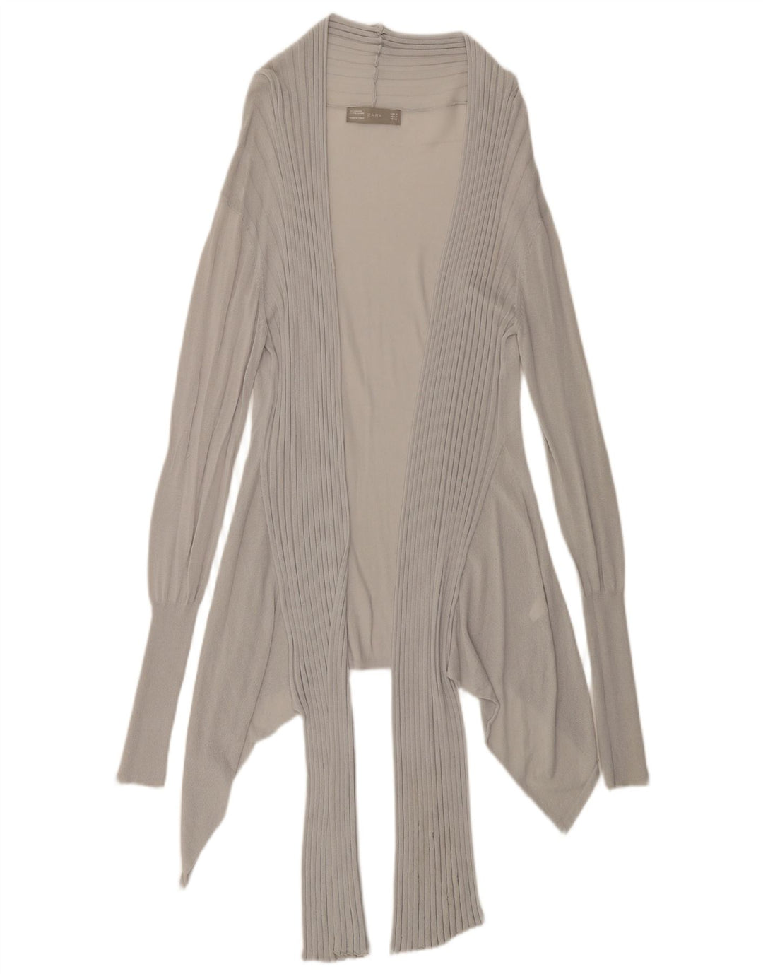 Zara Womens Longline See Through Cardigan Top UK 12 Medium Grey Viscose