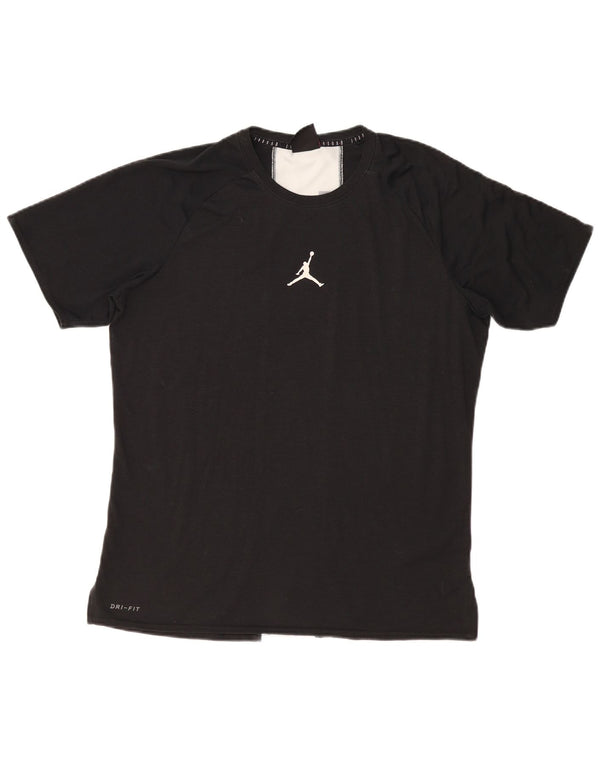 Jordan Mens Dri Fit Graphic T-Shirt Top Large Black Colourblock Polyester