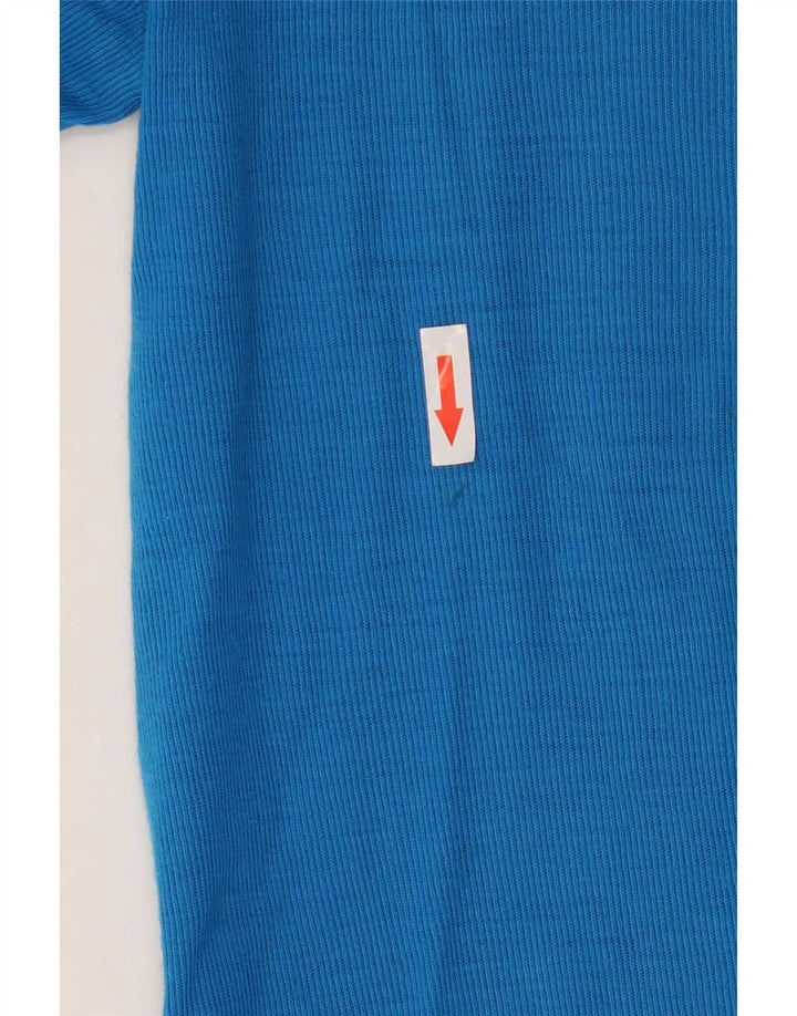 Vintage Mens Graphic Long Sleeve Rugby Polo Shirt Medium Blue