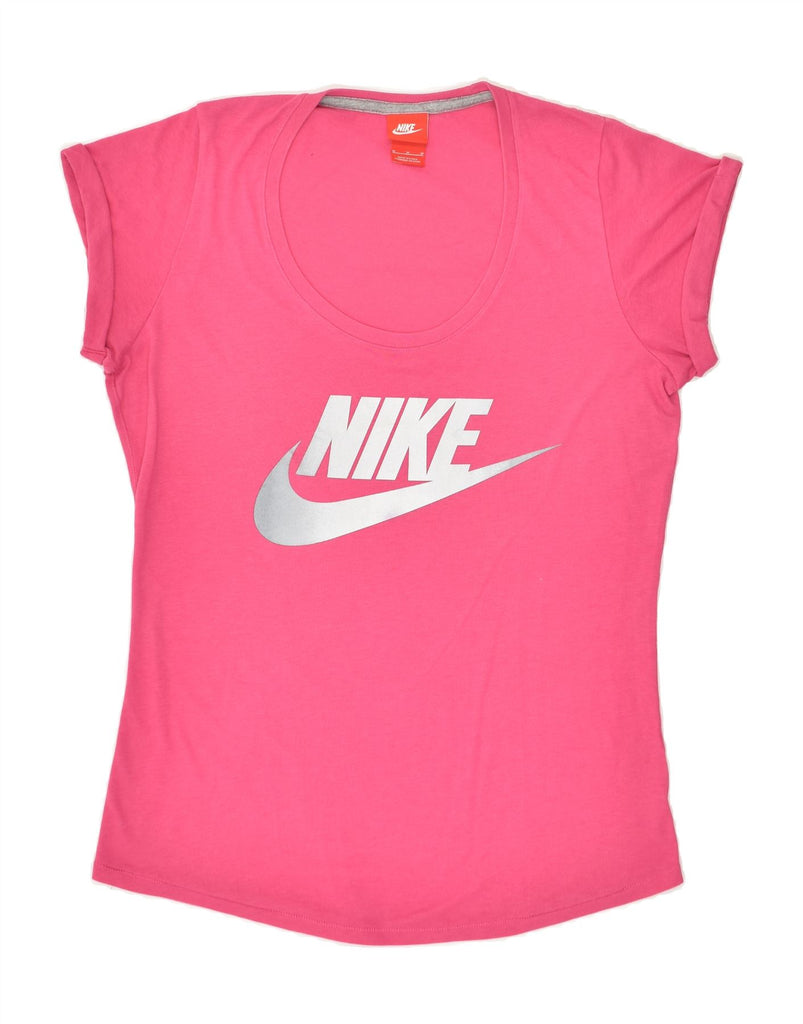 NIKE Womens Graphic T-Shirt Top UK 14 Medium Pink Cotton Vintage Nike and Second-Hand Nike from Messina Hembry 