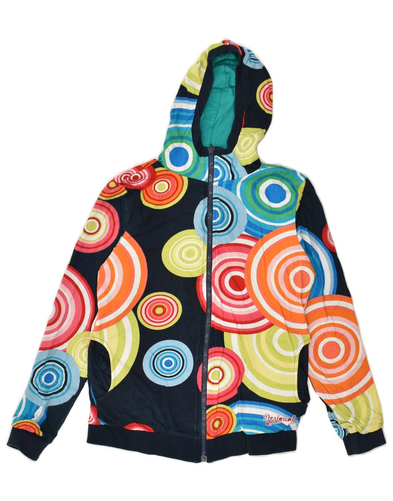 DESIGUAL Boys Zip Hoodie Sweater 11-12 Years Navy Blue Geometric | Vintage Desigual | Thrift | Second-Hand Desigual | Used Clothing | Messina Hembry 