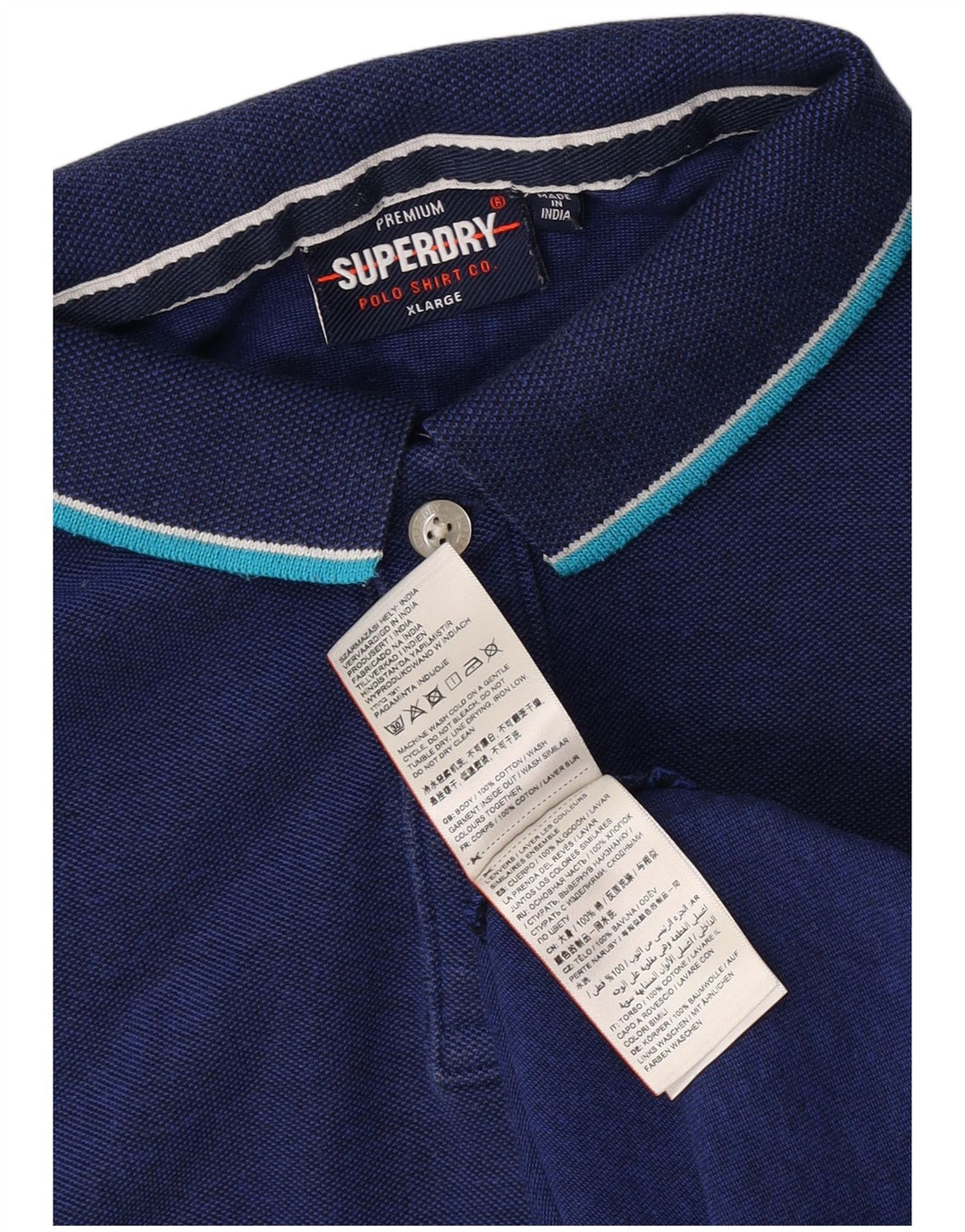 Superdry Mens Polo Shirt XL Blue Cotton