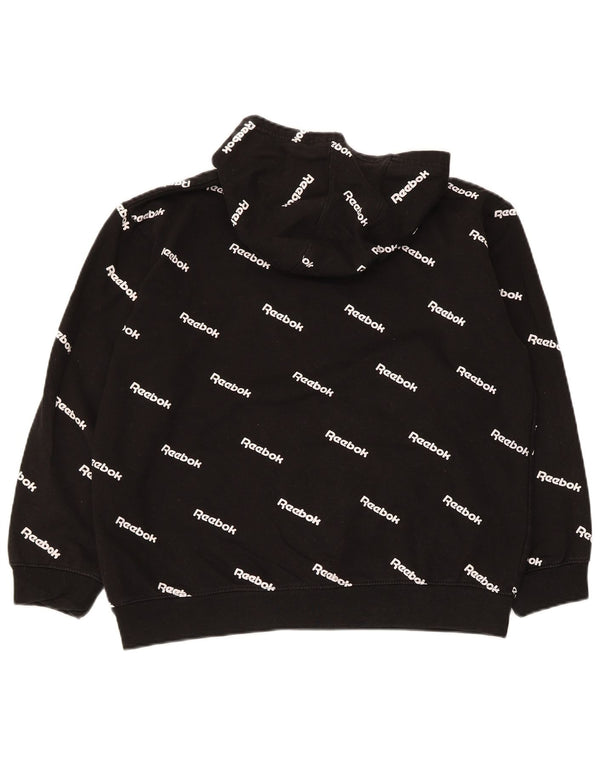 Reebok Boys Graphic Hoodie Jumper 15-16 Years XL Black Cotton
