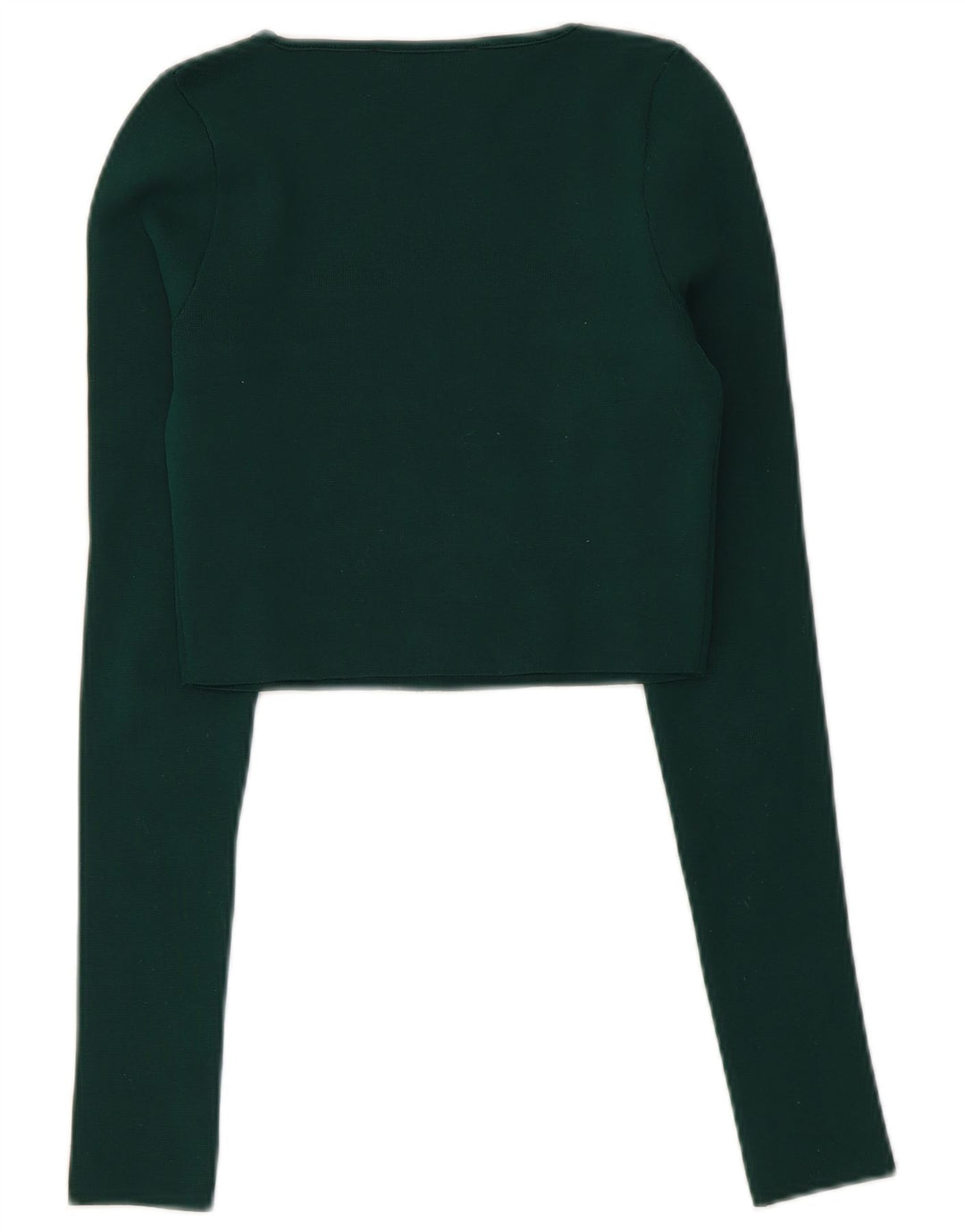 Zara Womens Crop Top Long Sleeve UK 8 Small Green Polyester