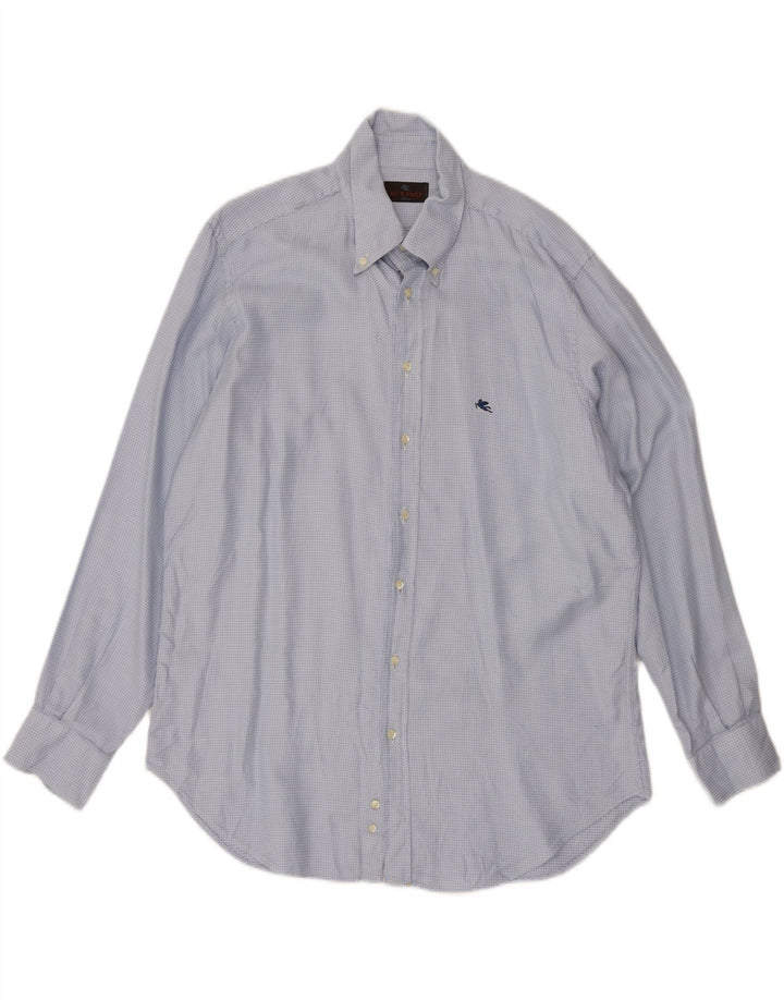 ETRO Mens Milano Shirt Size 44 XL Blue Geometric Cotton Vintage Etro and Second-Hand Etro from Messina Hembry 
