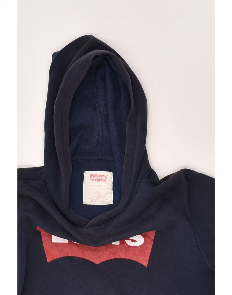 LEVI'S Boys Graphic Hoodie Jumper 13-14 Years  Navy Blue Cotton | Vintage Levi's | Thrift | Second-Hand Levi's | Used Clothing | Messina Hembry 