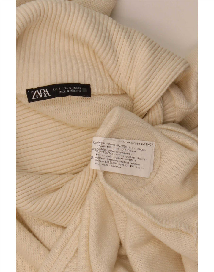 Zara Womens Asymmetric Poncho Jumper UK 10 Small Off White Viscose