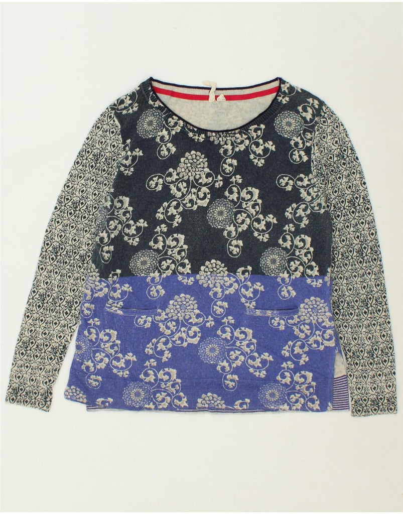 WHITE STUFF Womens Boat Neck Jumper Sweater UK 12 Medium Black Floral Vintage White Stuff and Second-Hand White Stuff from Messina Hembry 