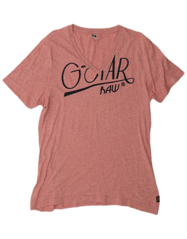 G-Star Mens Graphic T-Shirt Top XL Pink Cotton