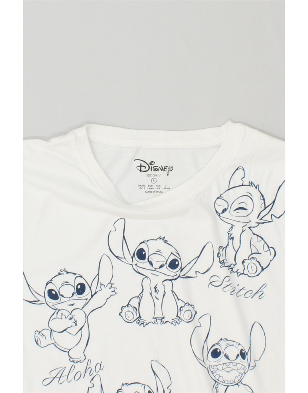 DISNEY Womens Stitch Oversized Graphic T-Shirt Top UK 8/10 Small White Vintage Disney and Second-Hand Disney from Messina Hembry 